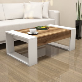 Hanah Home Venüs Mesa de Centro Nogal y Blanco